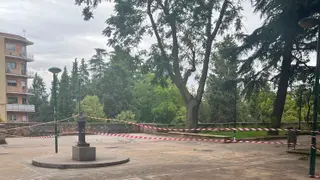 Zona acordonada por las fuertes rachas de viento.