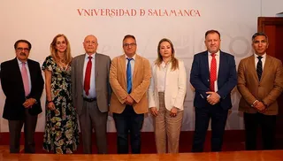 El rector de la Universidad libre de Colombia visita la Universidad de Salamanca. Foto Comunicación USAL