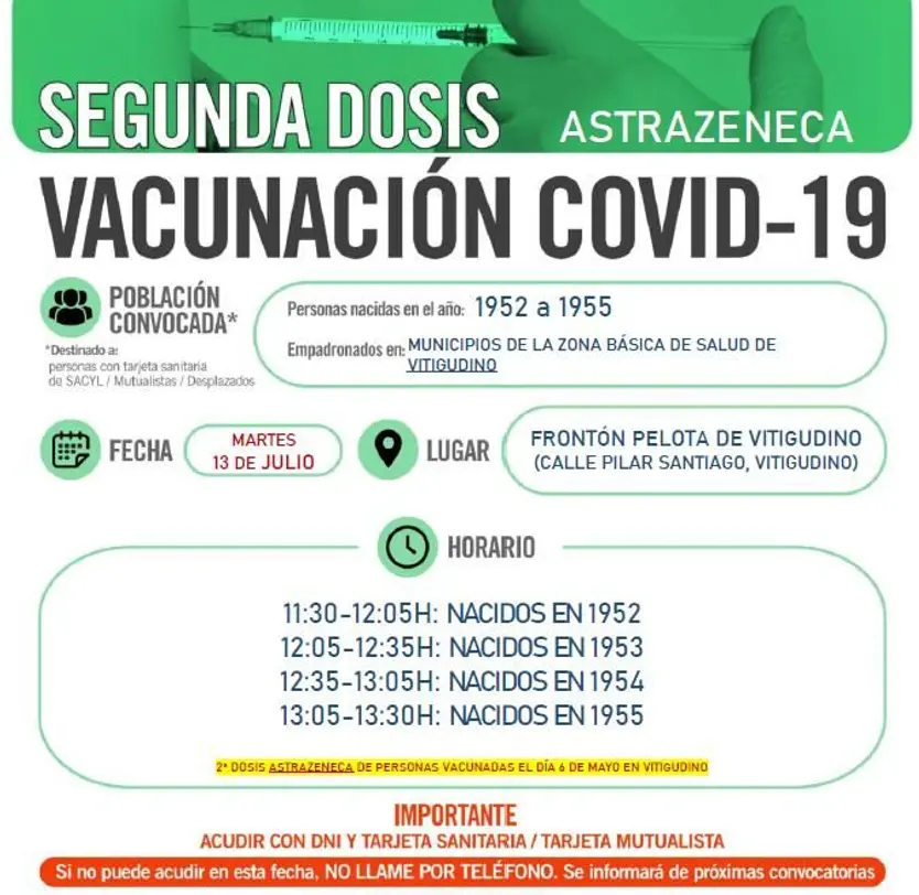 Segunda dosis en Vitigudino