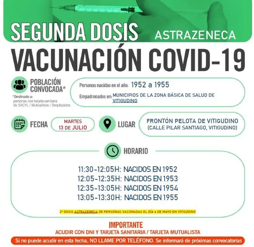 Segunda dosis en Vitigudino