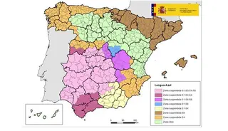 Zonas suspendidas por diferentes serotipos del virus de la lengua azul, 15 de noviembre 2024. Foto Ministerio Agricultura