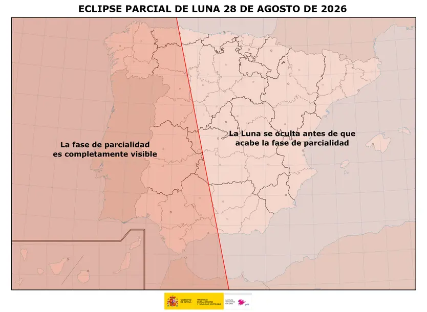 Eclipse parcial de luna del 28 de agosto de 2026. Foto IGN