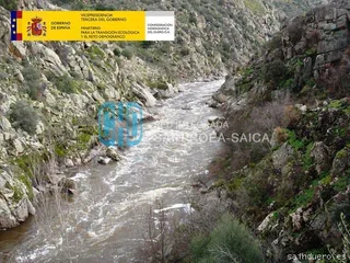 Caudal del río Huebra en el embalse de Saucelle. Foto: Twitter de la CHD