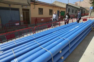 Calle San Damián. Obras de la red de abastecimiento.