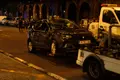 Alcoholemia positiva tras el aparatoso vuelco de un vehículo en plena Gran Vía