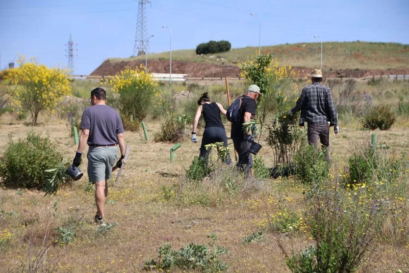 Voluntariado ambiental en el Marín de la Fundación Tormes EB para plantar adelfas como refugio de fauna