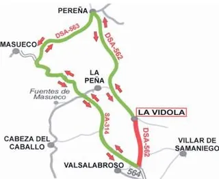 La carretera DSA-562, entre la SA-314 y La Vídola, cortada hasta el 15 de septiembre