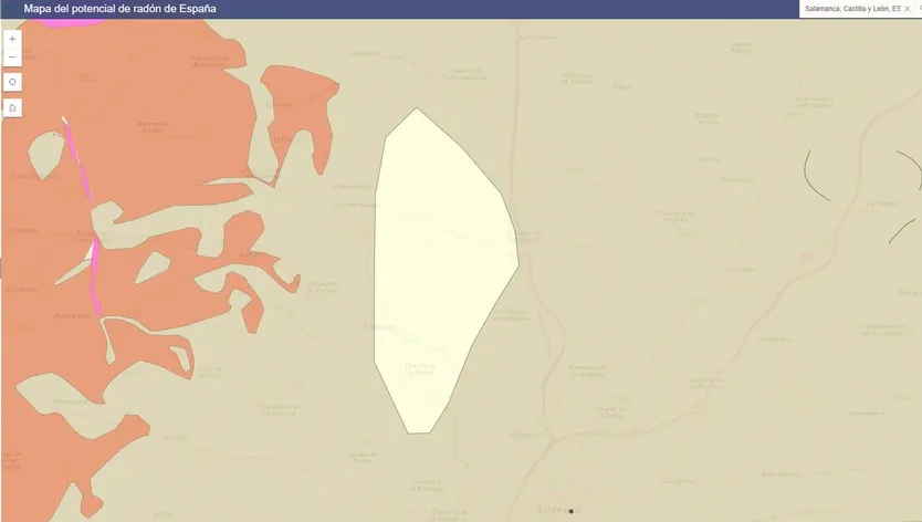 Municipios no incluidos en el mapa de radón
