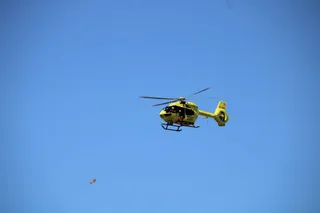 Helicóptero del 112. Foto de archivo