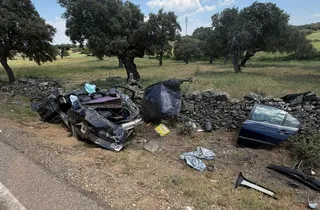 Vuelco de un turismo a la altura de Narros de Matalayegua