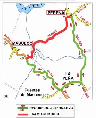 Cortada al tráfico hasta el 13 de agosto la carretera DSA-563, en el tramo entre la SA-314 y Pereña