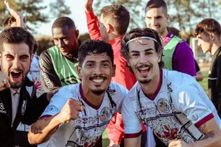 Servetti, Marotías y David celebran la victoria del Salamanca CF UDS ante la Sarriana | FOTO SALAMANCA CF UDS