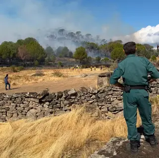 Agente de la Guardia Civil en el lugar del incendio. Guardia Civil de Salamanca