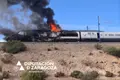 Locomotora de un AVE Madrid-Barcelona-Figueras incendiada a la altura de Ricla. EP