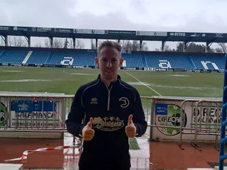 Dani Nieto, en su primer entrenamiento con Unionistas