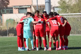 Piña de los jugadores UD Santa Marta