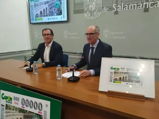 Ismael Pérez y Javier Iglesias presentan el cupon de la ONCE de Camino de Hierro
