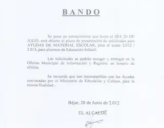 La Concejalía de Servicios Sociales destina 12.000  para ayudas a la compra de material escolar y libros