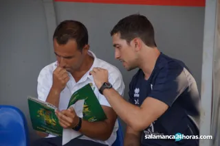 Dani Romo, junto a Ángel Sánchez en Guijuelo.