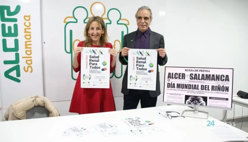 Rueda de prensa informativa con motivo del Día Mundial del Riñón. El presidente de ALCER Salamanca, Juan Carlos Sánchez y la jefa del Servicio de Nefrología de Salamanca, Pilar Fraile. Foto Andrea M.