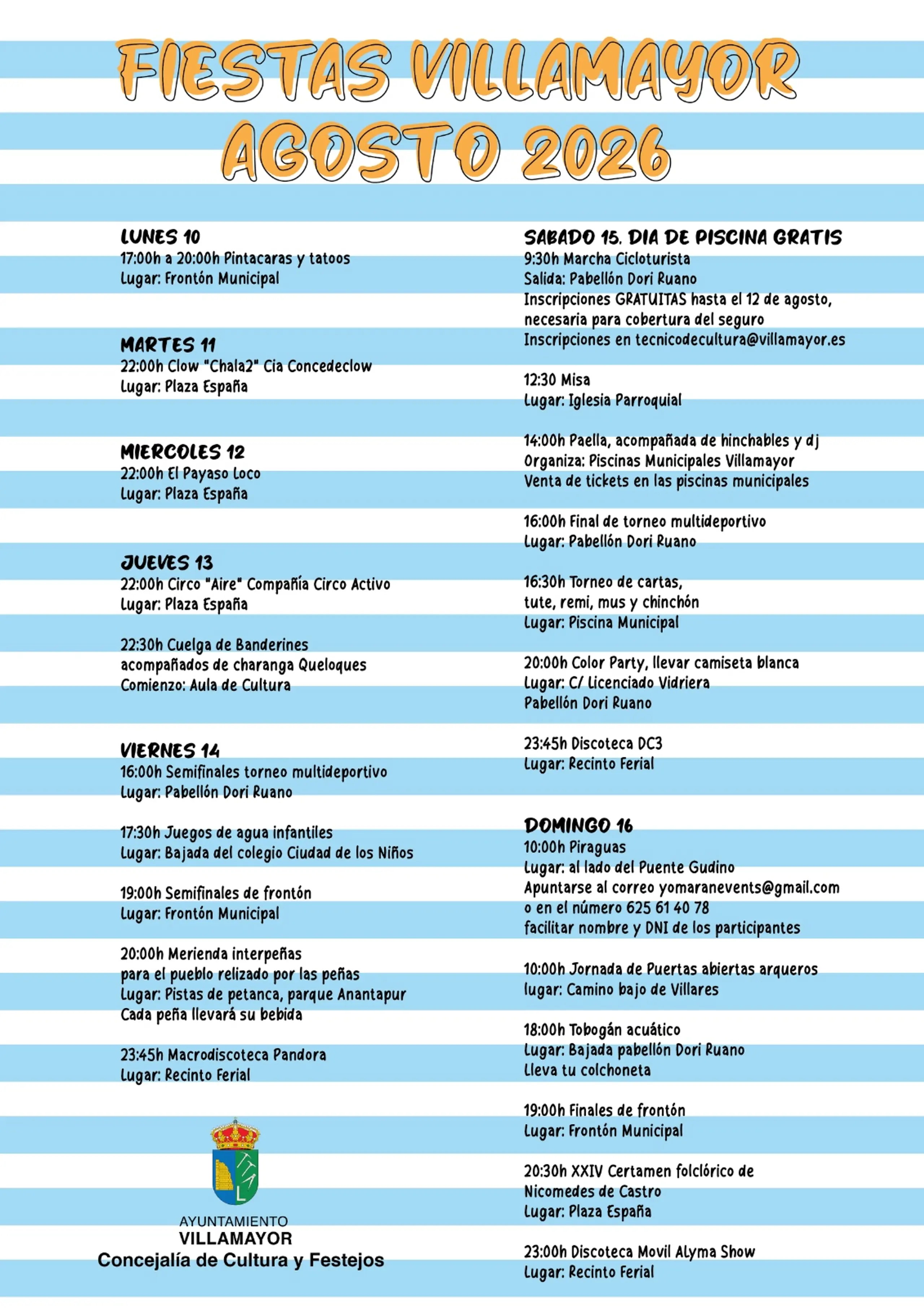 Cartel De Fiestas De Villamayor, Agosto De 2026