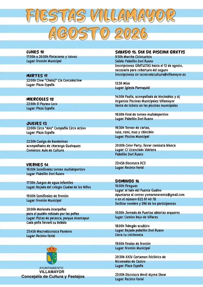 Cartel De Fiestas De Villamayor, Agosto De 2026
