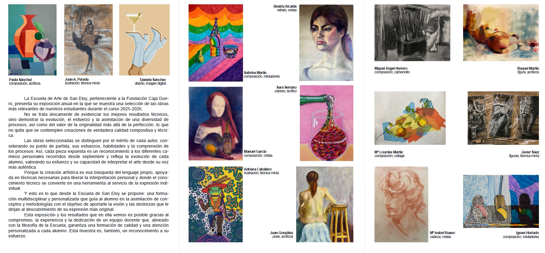 Folleto con las obras de los alumnos de la Escuela de San Eloy del curso 2025-2026 | Escuela de Arte de San Eloy