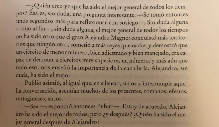 Extracto de una conversación entre Aníbal y Escipión en 