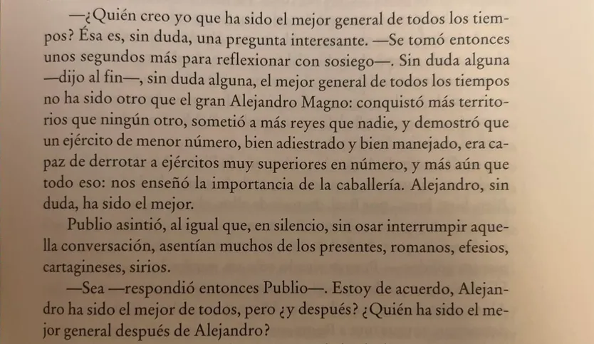 Extracto de una conversación entre Aníbal y Escipión en 