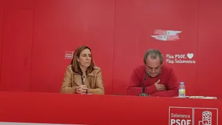 La procuradora del PSOE por Salamanca, Rosa Rubio, y el diputado provincial Luis Rodríguez