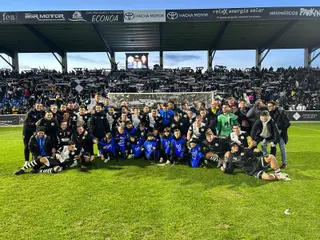 Celebración de Unionistas por el pase a la siguiente ronda en Copa del Rey. Foto Juanes