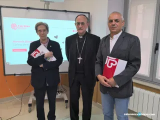 Presentación memoria de cáritas carlos lópez (obispo), carmen calzada y josé maría rodríguez