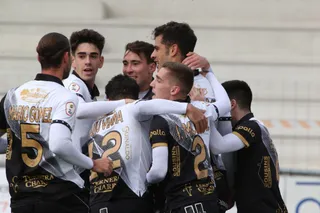Unionistas celebra el gol de Aythami.