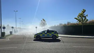 Bomberos y Policía Local en un incendio en la avenida de Margarita de Austria (1)