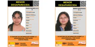 Montaje con el cartel de las dos menores desaparecidas en Salamanca