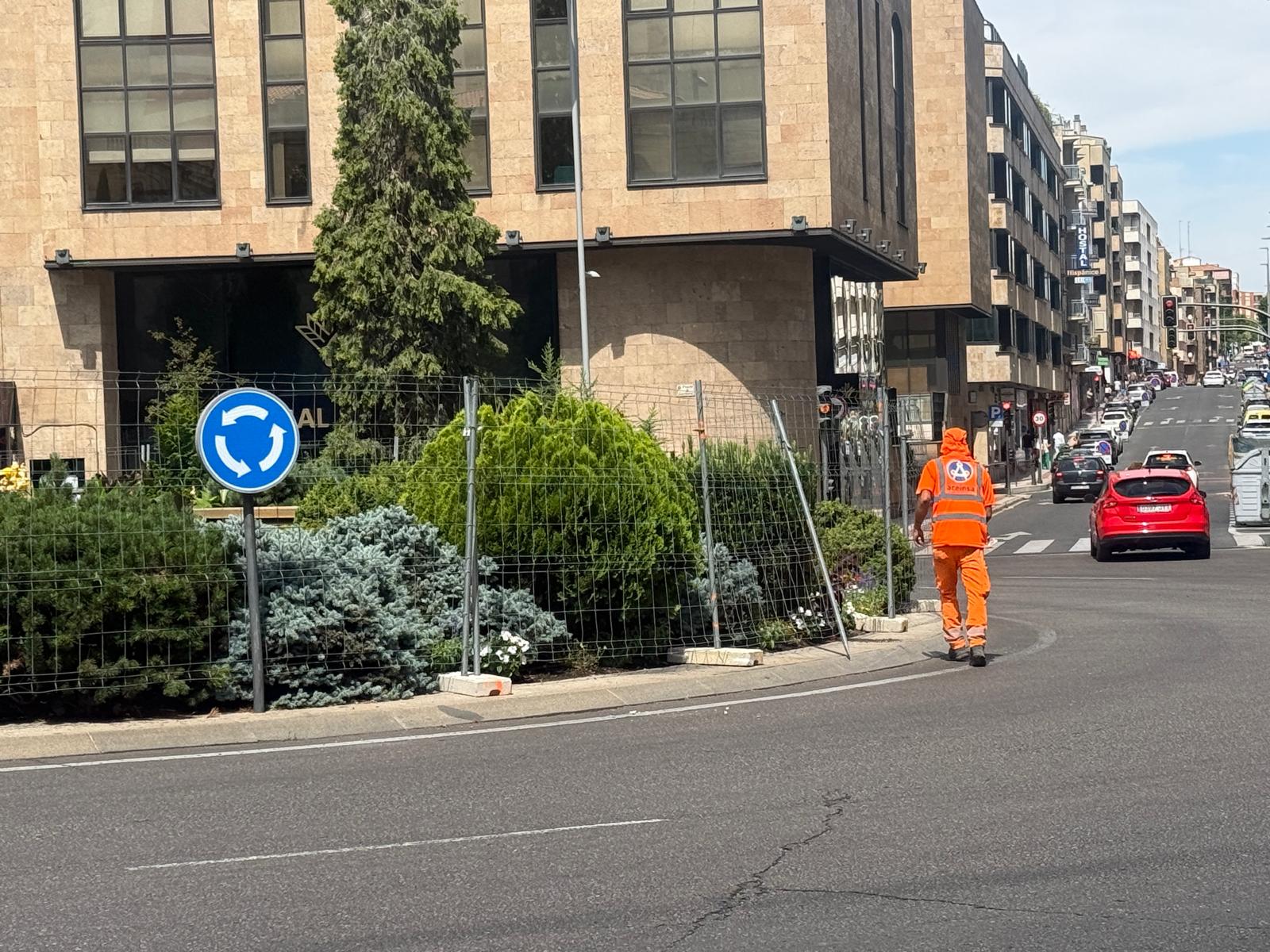 Vallado de la fuente de Puerta de Zamora con motivo de las semifinales 