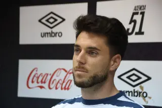 Jorge García, en una rueda de prensa del Salamanca CF UDS