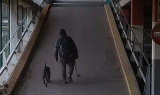 Una persona sin hogar con un perro | David Zorrakino - Europa Press