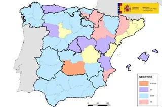 Mapa de la situación de Lengua Azul en España actualizado a fecha de 23 de octubre de 2025 | MAPA