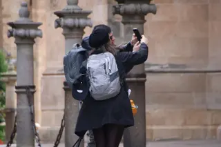 Turistas tomándose fotos. Foto de archivo