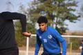 Óscar Léon, en un entrenamiento del Salamanca CF UDS.