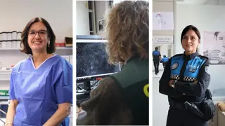 La doctora Sonsoles Castro, médico forense, M.P.G.P, agente de la Guardia Civil de criminalística y Yolanda Martín, oficial de la Policía Local de Salamanca