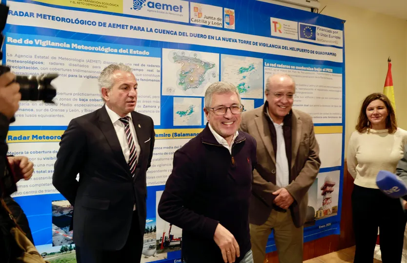 El delegado del Gobienro, el secretario de estado de Medio Ambiente y la presidenta de Aemet visitan el radar meteorológico de banda C en Guadramiro