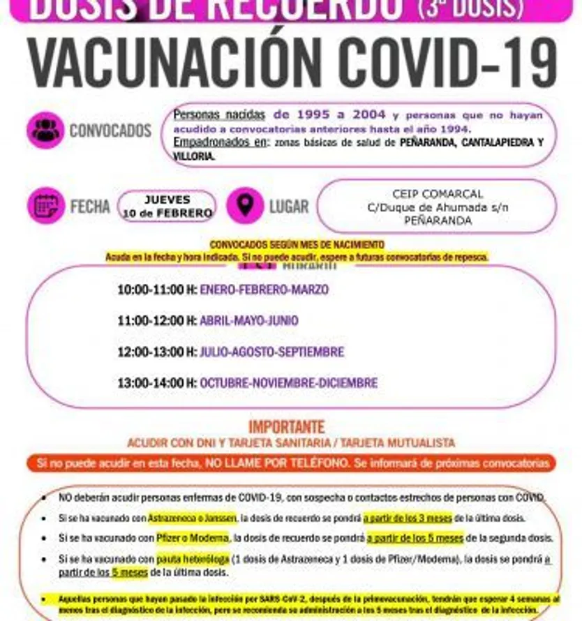 PEÑARANDA CANTALAPIEDRA VILLORIA DOSIS RECUERDO 1995 2004 y REPESCA 10 FEBRERO