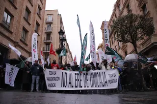 Concentración de trabajadores de Unicaja en Salamanca