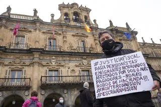 Protesta reciente en Salamanca de la Coordinadora por la Defensa del Sistema Publico de Pensiones (COESPE). | FOTO: ICAL