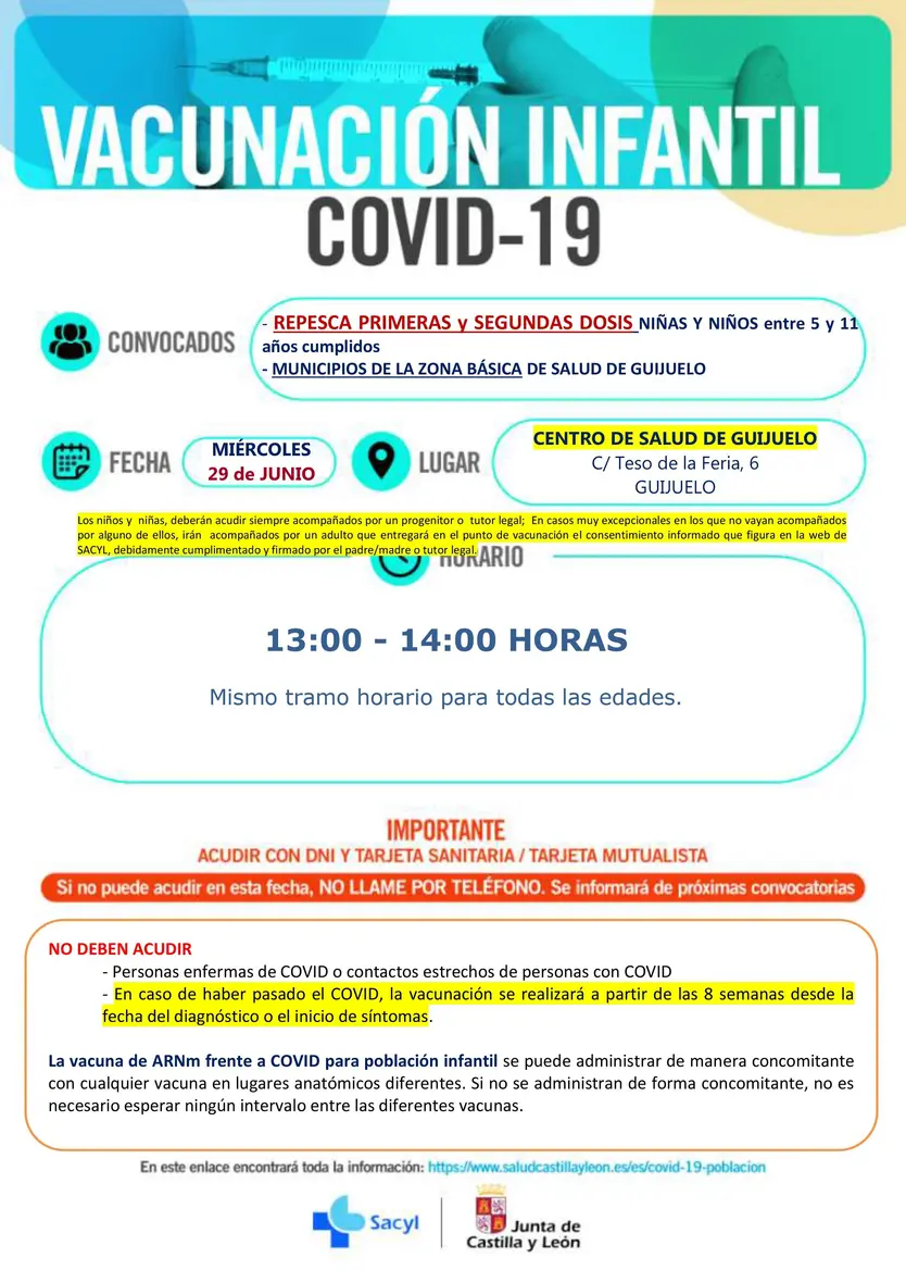 Guijuelo primeras y segundas dosis de niños