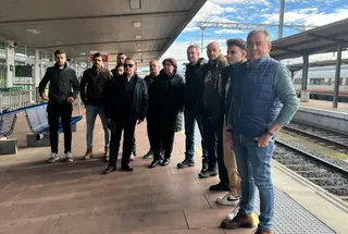 Comité de empresa de Renfe en la concentración en contra de la privatización.