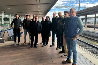 Comité de empresa de Renfe en la concentración en contra de la privatización.