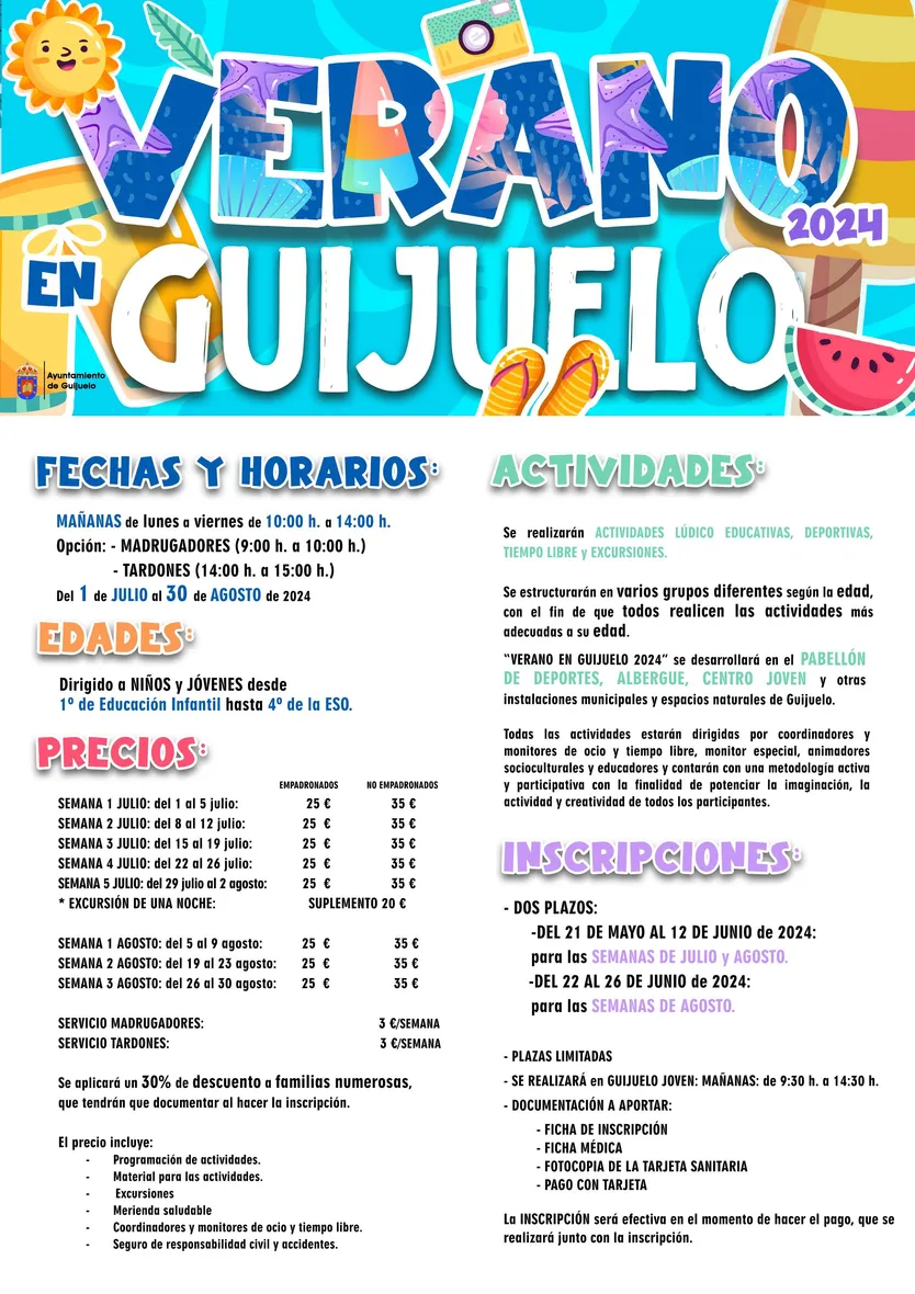 CARTEL INFORMACIÓN VERANO EN GUIJUELO 2024